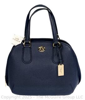 Coach Navy Blue Leather Prince Street Satchel Handbag, New With Tag