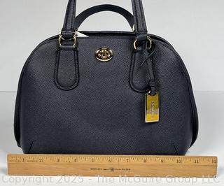 Coach Navy Blue Leather Prince Street Satchel Handbag, New With Tag