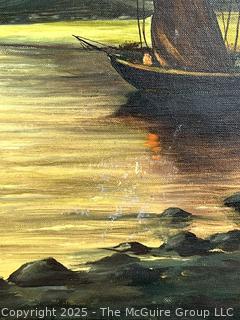 Framed Oil on Canvas of Dutch Scene with Windmills Signed by Dutch Artist K Warnaar.  Measures 29" x 41"