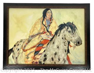 Framed Under Glass Giclée Titled, "She Sees Farther", Numbered (2/25) and Signed by Artist Carol Grigg, 1999. Certificate of Authenticity Attached on Back. See All Photos. 26 x 33.5"
