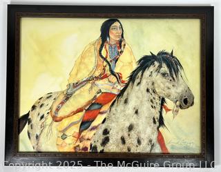 Framed Under Glass Giclée Titled, "She Sees Farther", Numbered (2/25) and Signed by Artist Carol Grigg, 1999. Certificate of Authenticity Attached on Back. See All Photos. 26 x 33.5"