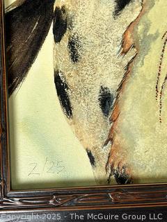 Framed Under Glass Giclée Titled, "She Sees Farther", Numbered (2/25) and Signed by Artist Carol Grigg, 1999. Certificate of Authenticity Attached on Back. See All Photos. 26 x 33.5"