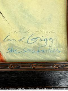 Framed Under Glass Giclée Titled, "She Sees Farther", Numbered (2/25) and Signed by Artist Carol Grigg, 1999. Certificate of Authenticity Attached on Back. See All Photos. 26 x 33.5"
