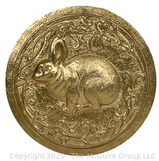 Gilded Bas-Relief Casting of Rabbit Wall Hanging