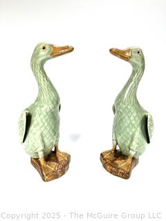 Pair of Chinese Hand Glazed Ducks. Measure 10.5" T