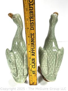 Pair of Chinese Hand Glazed Ducks. Measure 10.5" T