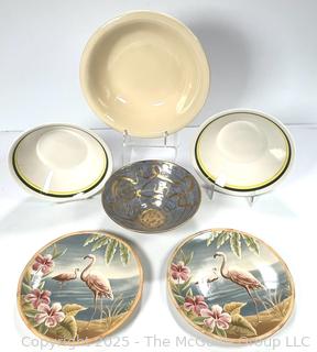 Group of Porcelain Serving Bowls and Plates Including McCoy Pottery Bowl