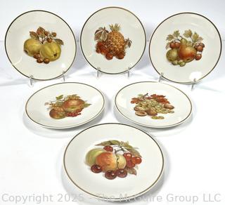 Six (6) Hutschenreuther Selb Bavaria Germany Fruit Dessert Plates With Gold Rims 