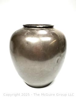 Japanese Bronze Vase With Carved Detailing of Ducks and Flowering Branches. Measures 10” Tall