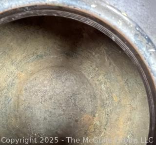 Japanese Bronze Vase With Carved Detailing of Ducks and Flowering Branches. Measures 10” Tall
