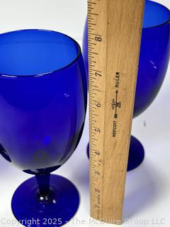 Set of Four (4) Cobalt Blue Glass Water Goblets