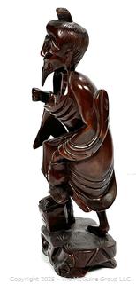 Asian Hand-Carved Mahogany Wood Elder
