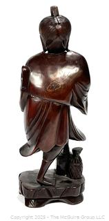 Asian Hand-Carved Mahogany Wood Elder