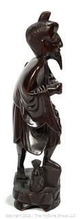 Asian Hand-Carved Mahogany Wood Elder