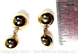 14KT Yellow Gold Double Bead Earrings. 1.5 grams.