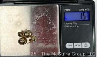 14KT Yellow Gold Double Bead Earrings. 1.5 grams.