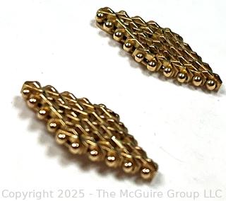 14KT Yellow Gold Woven Mesh Diamond Shaped Earrings. 2.3 grams.