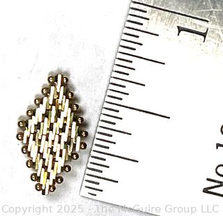 14KT Yellow Gold Woven Mesh Diamond Shaped Earrings. 2.3 grams.