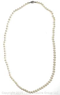 Knotted Cultured Pearl Necklace with 14KT White Gold Clasp.