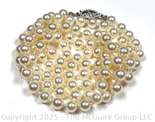 Knotted Cultured Pearl Necklace with 14KT White Gold Clasp.