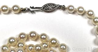Knotted Cultured Pearl Necklace with 14KT White Gold Clasp.