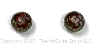 Cloisonne Bead Earrings on 14KT Yellow Gold Posts. 