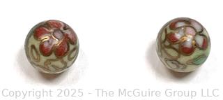 Cloisonne Bead Earrings on 14KT Yellow Gold Posts. 