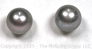 Grey Pearl Bead Earrings on 14KT Gold Posts. 