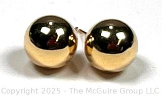 14KT Yellow Gold Bead Earrings. 0.8 grams.