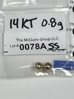 14KT Yellow Gold Bead Earrings. 0.8 grams.