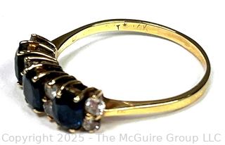 Diamond & Sapphire 14KT Yellow Gold Ring. 2.3 grams.