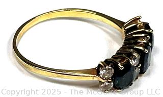 Diamond & Sapphire 14KT Yellow Gold Ring. 2.3 grams.