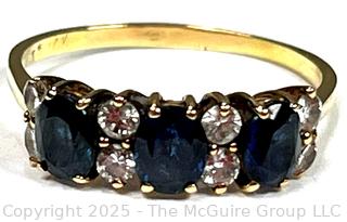 Diamond & Sapphire 14KT Yellow Gold Ring. 2.3 grams.