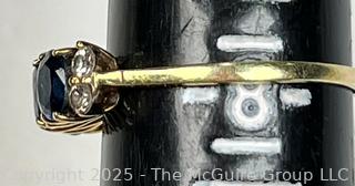 Diamond & Sapphire 14KT Yellow Gold Ring. 2.3 grams.