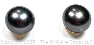 Dark Grey Pearl Bead Earrings on 14KT Gold Posts.