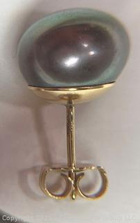 Dark Grey Pearl Bead Earrings on 14KT Gold Posts.