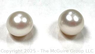 Pearl Bead Stud Earrings on 14KT Yellow Gold Posts