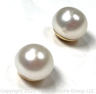 Pearl Bead Stud Earrings on 14KT Yellow Gold Posts