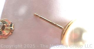 Pearl Bead Stud Earrings on 14KT Yellow Gold Posts