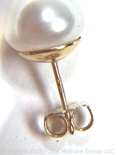 Pearl Bead Stud Earrings on 14KT Yellow Gold Posts