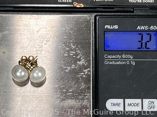 Pearl Bead Stud Earrings on 14KT Yellow Gold Posts