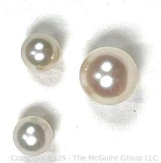 Three (3) Pearl Bead Earrings on 14KT Yellow Gold Posts. 1.8 grams
