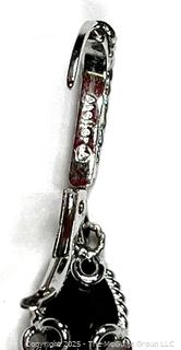 Onyx and Clear Gemstone Dangle Sterling Silver Earrings.