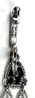 Onyx and Clear Gemstone Dangle Sterling Silver Earrings.