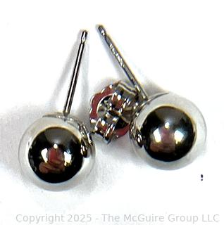 14KT White Gold Bead Earrings. .5 grams.