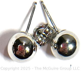 14KT White Gold Bead Earrings. .5 grams.