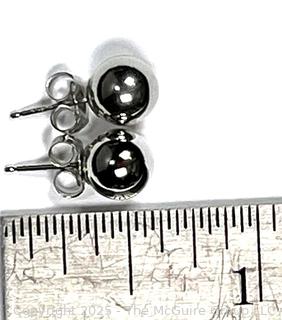 14KT White Gold Bead Earrings. .5 grams.