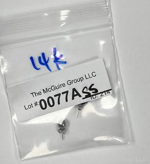 14KT White Gold Bead Earrings. .5 grams.