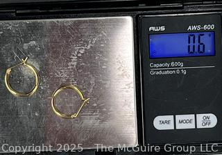 14KT Yellow Gold Hoop Earrings. 0.5 grams.
