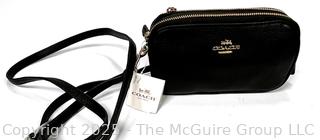 Black Coach Pebbled Crossbody Handbag, New With Tag.